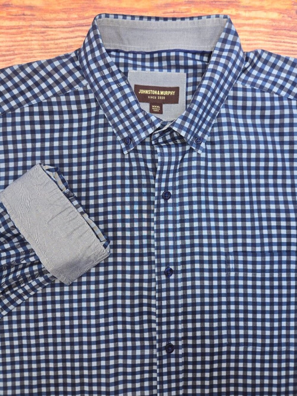 Johnston & Murphy Blue Check Button-Down Shirt 3XL